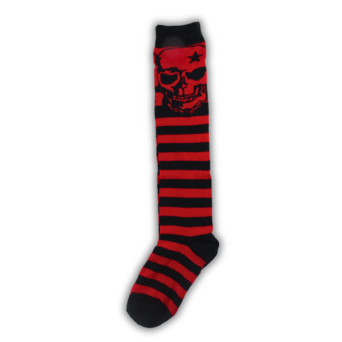 Winter Red Black Skull Long Socks